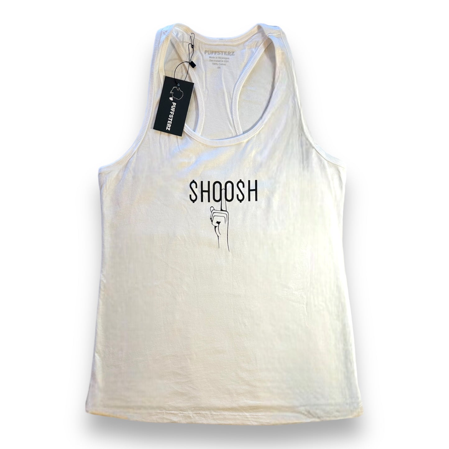 Female White SHOOSH Tank tops