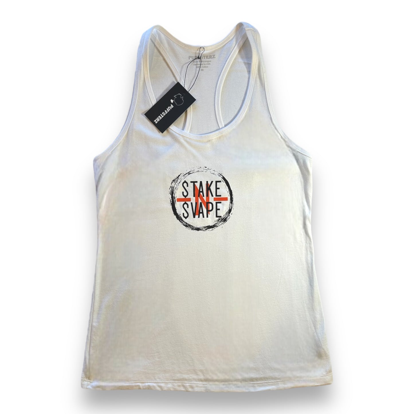 Female White STAKE N VAPE Tank top