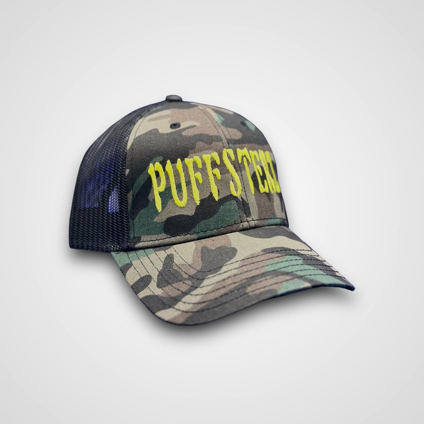 Woodland Camo/Yellow Puffsterz Hat